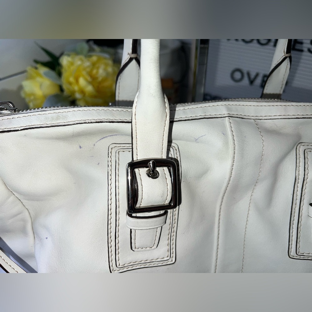 Coach Hampton F13811 | White Leather Satchel Bag | Bag Only | See Photos - Picture 9 of 16